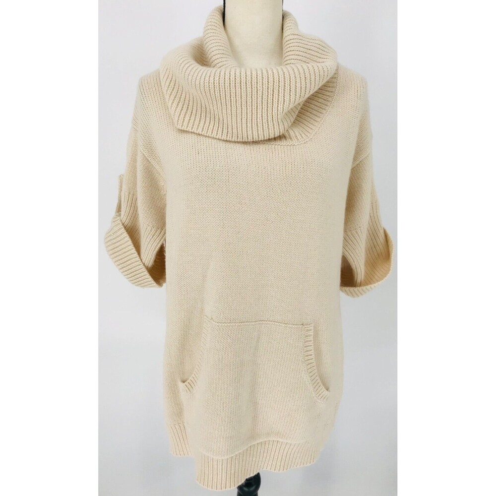 BCBGMaxAzria Women's‎ Short Sleeve Cowl Neck Sweater Size M Beige